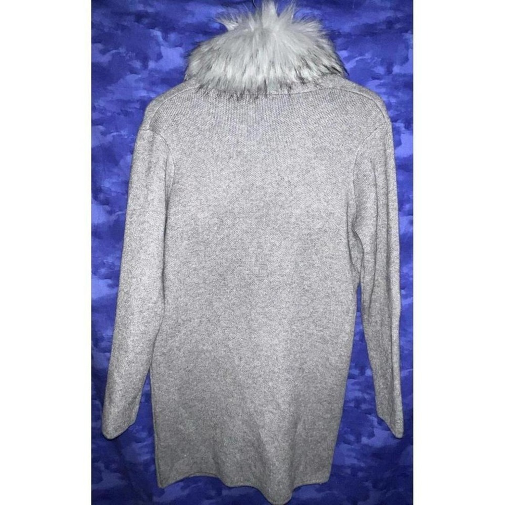 Sioni Studio Removable‎ Faux Fur Collar Neckline Viscose Sweater Cardigan Medium - Picture 4 of 8